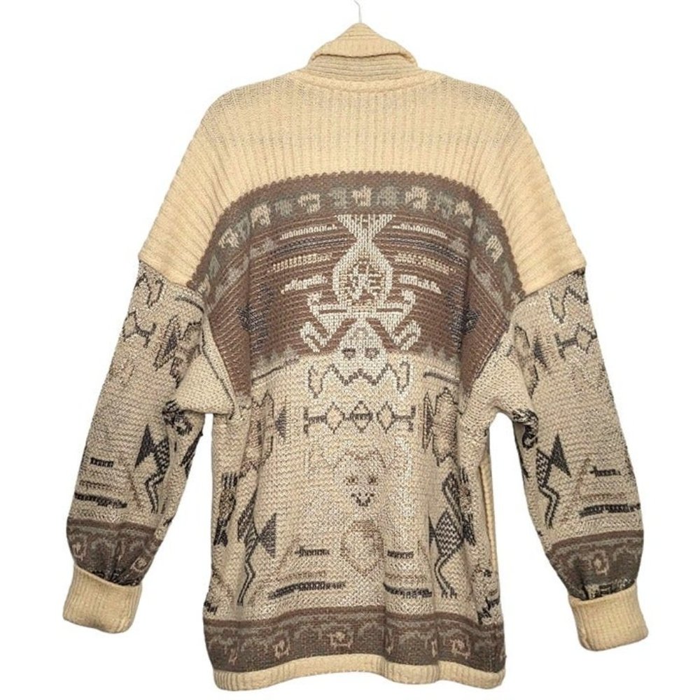 Vintage BOGNER Cardigan Aztec Cat Print Nordic Outdoor Mohair Sweater WOMENS 10 - Picture 5 of 11